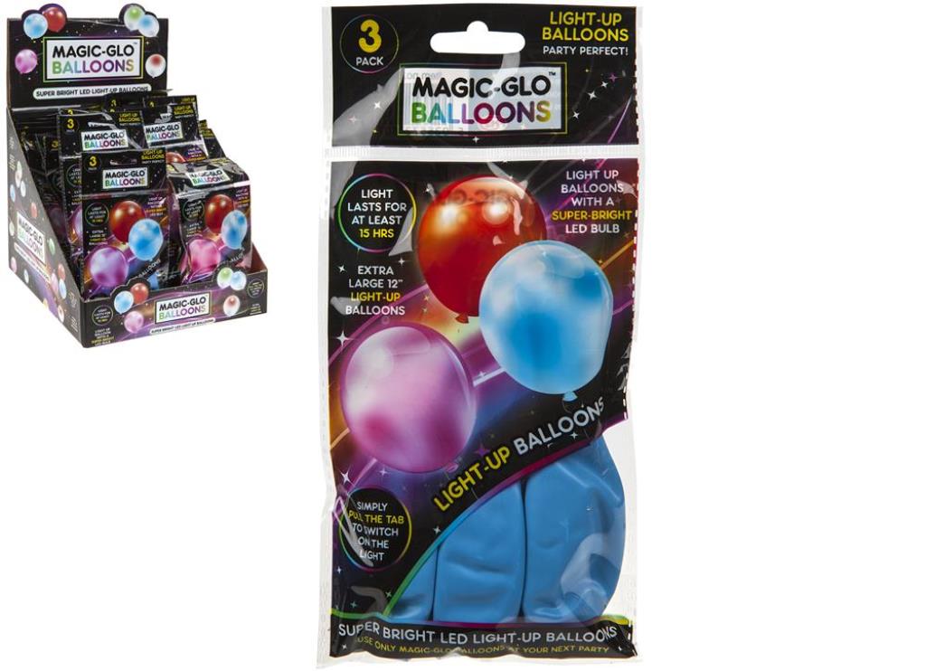 3PC PACK OF LED LIGHT UP BALLOONS Block Colours - Click Image to Close