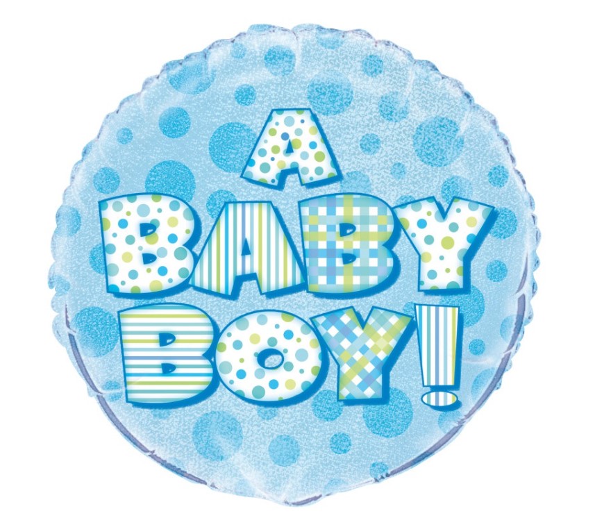 A Baby Boy Prism Round Foil Balloon 18" - Click Image to Close