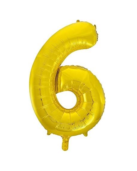 34" CLASSIC GOLD NUMBER 6 FOIL BALLOON (1) - Click Image to Close