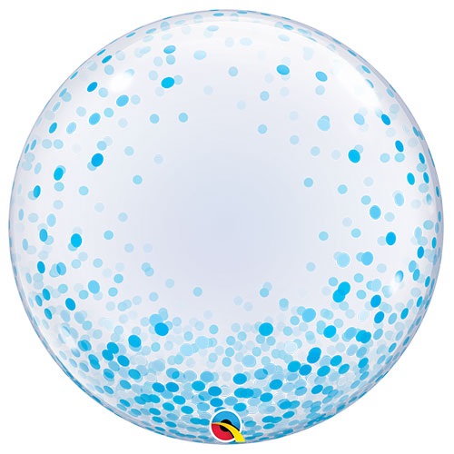 QUALATEX CONFETTI DOTS BLUE 24 INCH DECO BUBBLE - Click Image to Close