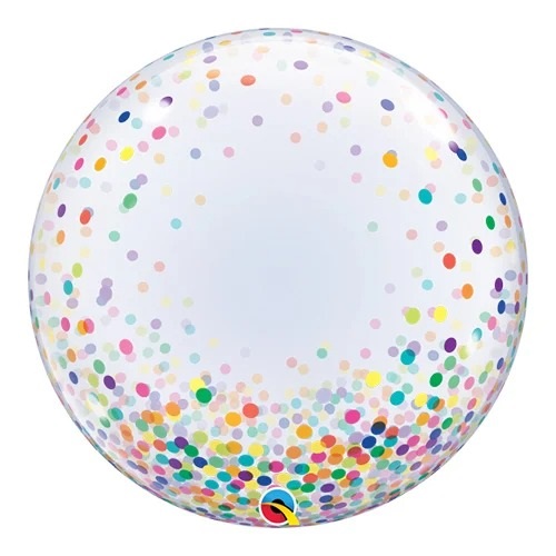 QUALATEX CONFETTI DOTS COLOURFUL 24" DECO BUBBLE BALLOON - Click Image to Close