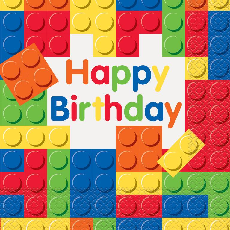 Building Blocks Paper Napkins 16 Pack - Click Image to Close