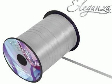 ELEGANZA POLY CURLING RIBBON 5MM X500YDS NO.24 SILVER