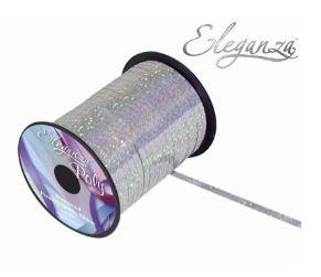 ELEGANZA POLY CURLING RIBBON HOLOGRAPHIC 5MMX250YDS SILVER