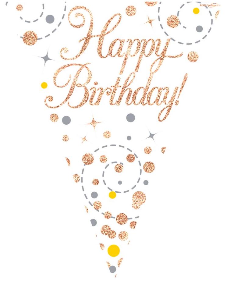 PARTY BUNTING SPARKLING FIZZ BIRTHDAY WHITE & ROSE GOLD HOLO - Click Image to Close