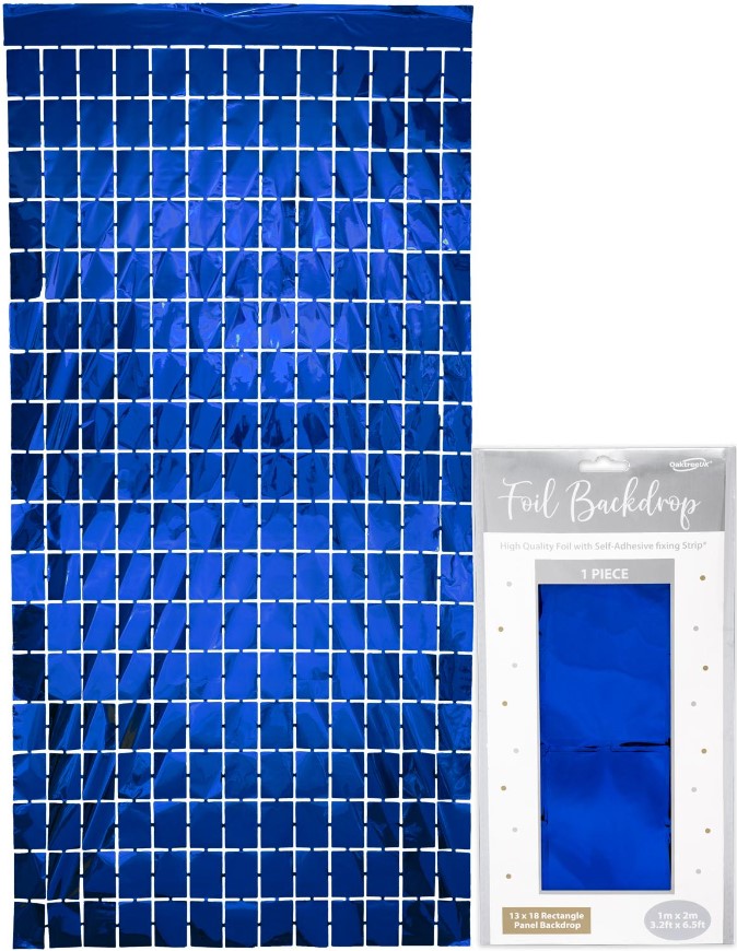 Oaktree Rectangle Foil Backdrop 1m x 2m Metallic Blue - Click Image to Close