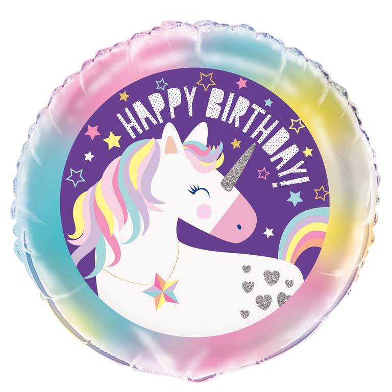 UNICORN ROUND FOIL BALLOON 18" - Click Image to Close