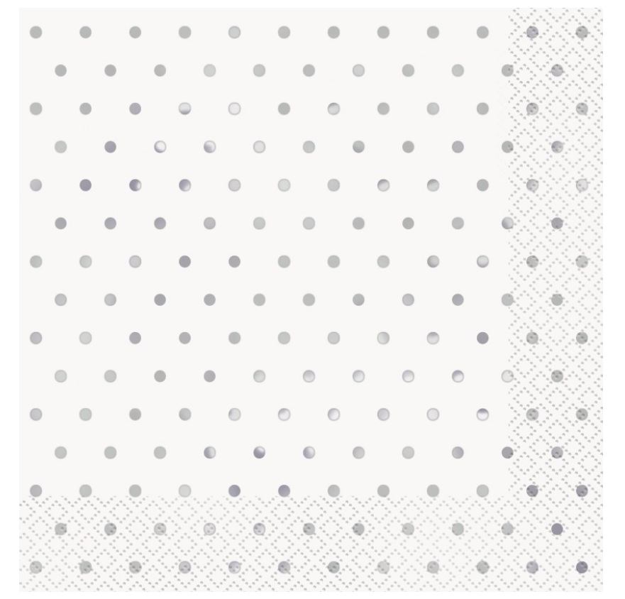 ELEGANT SILVER FOIL DOTS LUNCH NAPKINS 16CT - FOIL STAMP - Click Image to Close