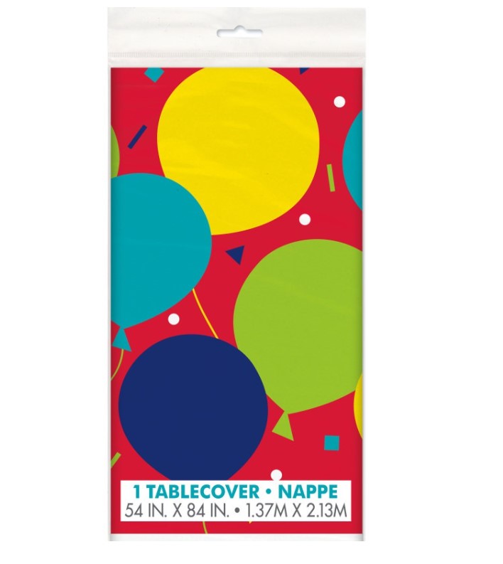 Balloon Party Birthday Plastic Table Cover 54 x 84 - Click Image to Close