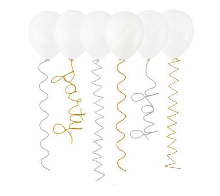 SILVER & GOLD PIPE CLEANER BALLOON TAILS 6PACK - Click Image to Close