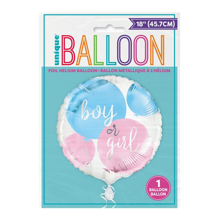GENDER REVEAL PARTY ROUND FOIL BALLOON 18" - Click Image to Close