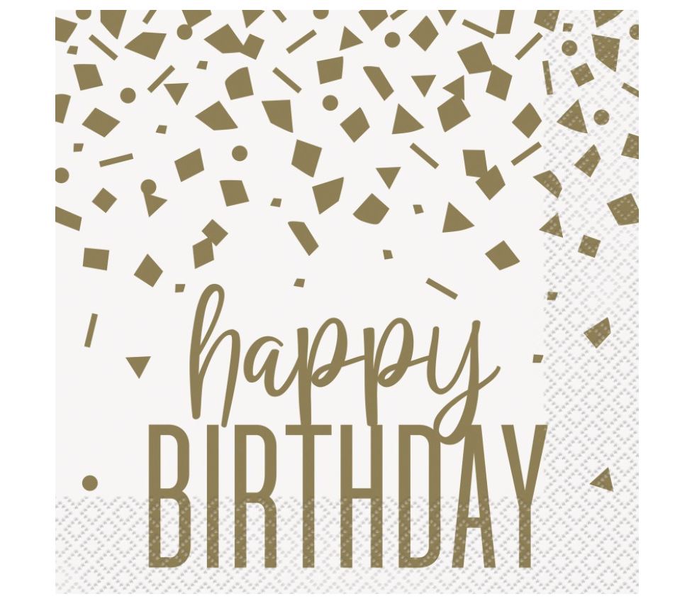 16 CONFETTI GOLD BIRTHDAY LUNCH NAPKIN - Click Image to Close