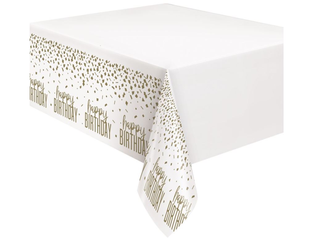 Conft Gold Birthday Plastic Table Cover 54X84 - Click Image to Close