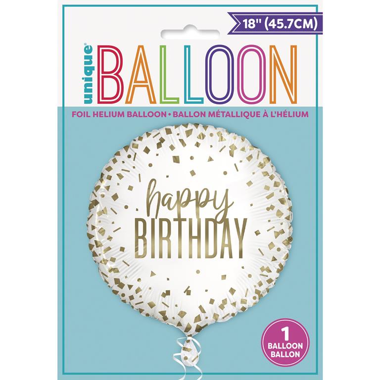 Confetti Gold Birthday Round Foil Balloon 18" - Click Image to Close