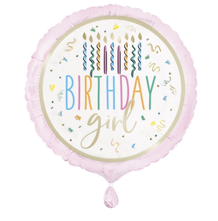 Birthday Girl 18" Round Foil Balloon - Click Image to Close