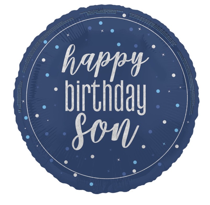 18" Happy Birthday Son Round Foil Balloon - Click Image to Close