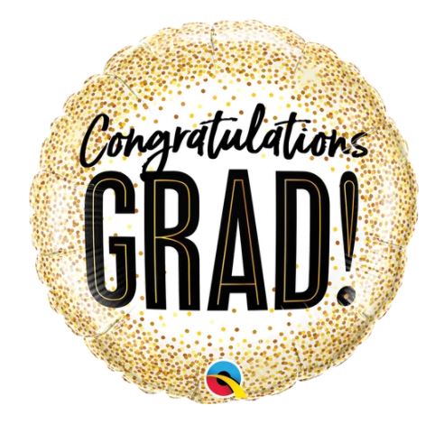 QUALATEX 18" ROUND GRAD GOLD GLITTER DOTS BALLOON - Click Image to Close