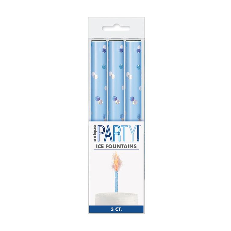 Blue / Silver 15cm Ice Fountain Firework Candle 3 Pack - Click Image to Close