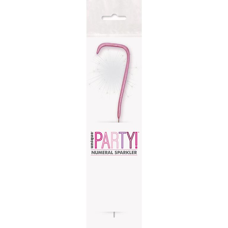 BIRTHDAY PINK GLITZ NUMBER 7 SPARKLER 7" - Click Image to Close