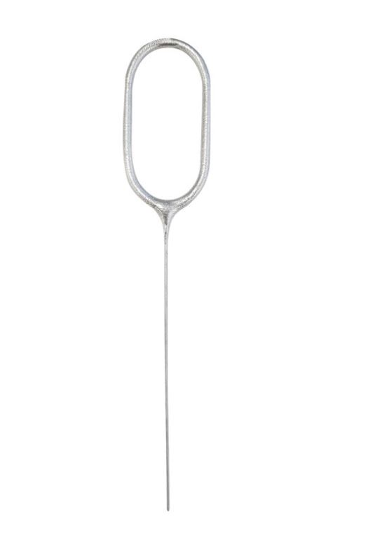 BIRTHDAY SILVER GLITZ NUMBER 0 SPARKLER 7" - Click Image to Close