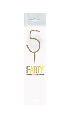Birthday Glitz Gold Sparkler 7" Number 5