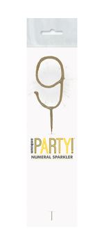 Birthday Glitz Gold Sparkler 7" Number 9