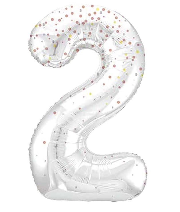 34" GLITZ 2 Rose Gold Printed Prism Foil Balloon Numeral - Click Image to Close