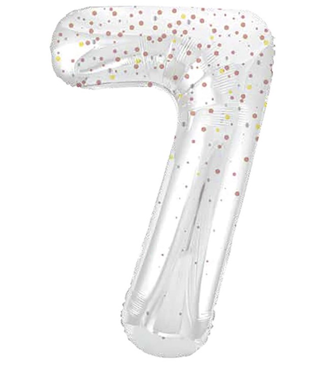 34" GLITZ 7 Rose Gold Printed Prism Foil Balloon Numeral - Click Image to Close