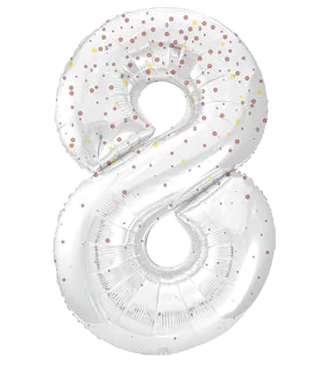 34" GLITZ 8 Rose Gold Printed Prism Foil Balloon Numeral - Click Image to Close