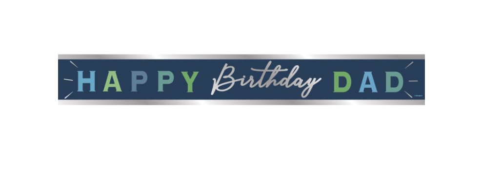Happy Birthday Dad Foil Banner 9 ft - Click Image to Close