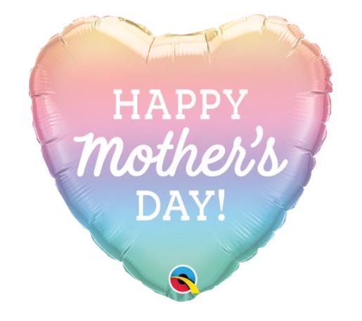 QUALATEX 18" HEART MOTHER'S DAY PASTEL OMBRE BALLOON - Click Image to Close