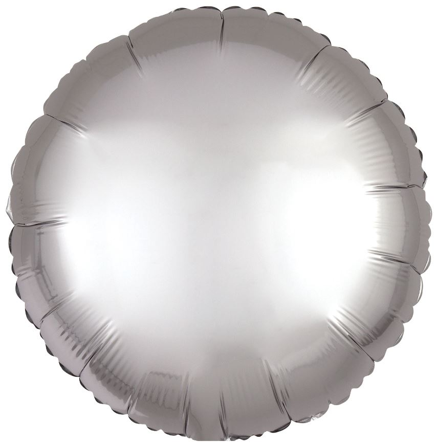 Amscan Silk Lustre Silver Circle Standard Foil Balloons - Click Image to Close