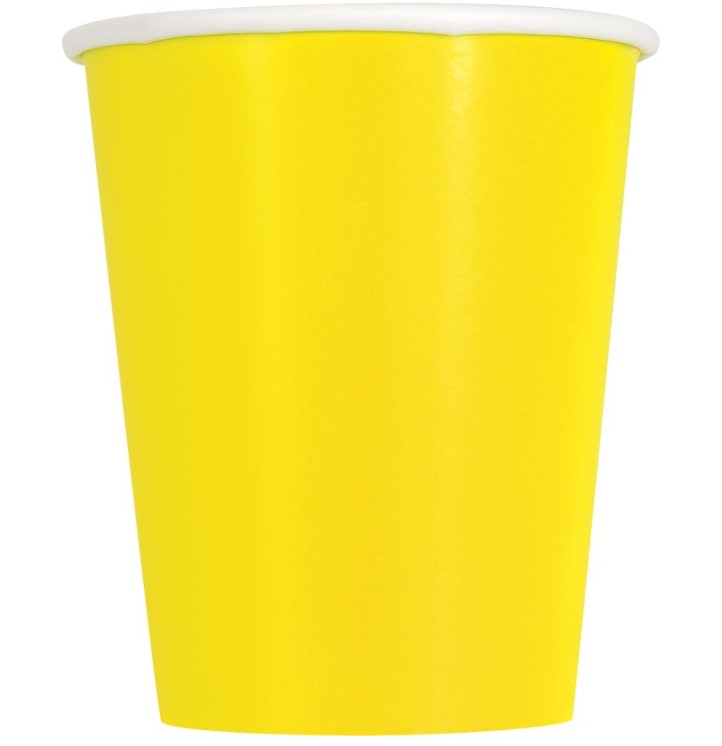 Neon Yellow Solid 9oz Paper Cups 14pc - Click Image to Close