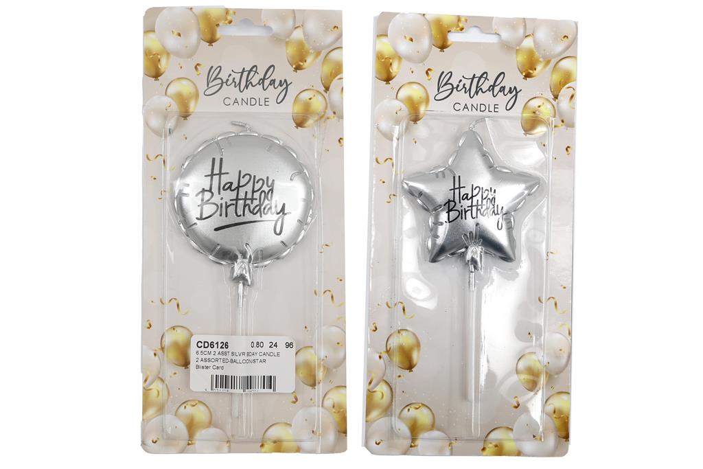 Silver Birthday Candle 6.5cm - Click Image to Close