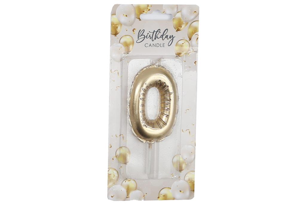 Gold Balloon Candle 6cm Number 0 - Click Image to Close