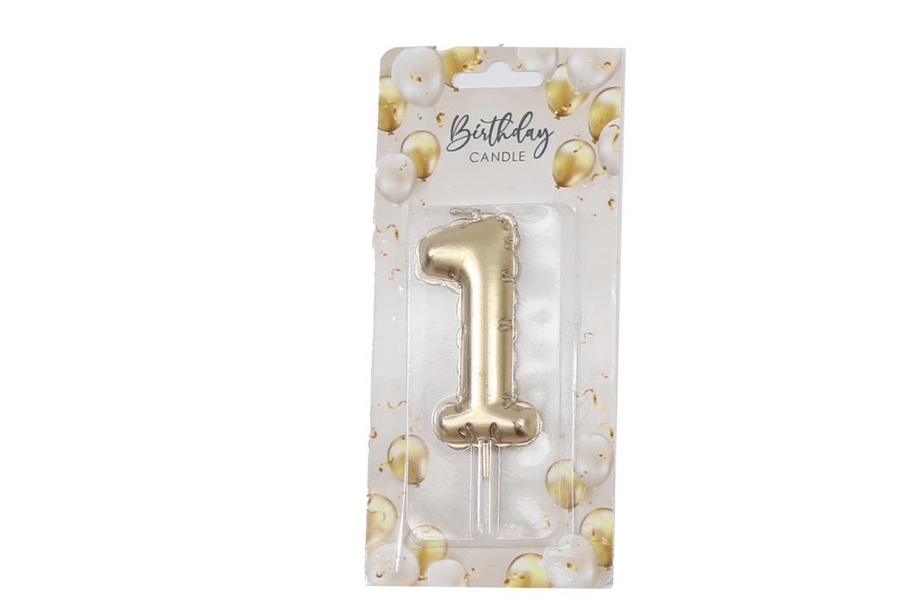 Gold Balloon Candle 6cm Number 1 - Click Image to Close
