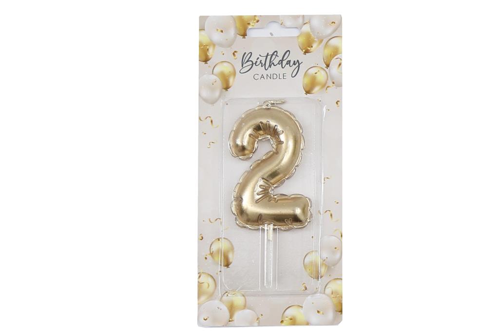 Gold Balloon Candle 6cm Number 2 - Click Image to Close