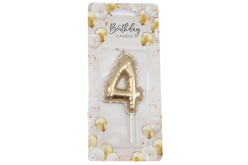 Gold Balloon Candle 6cm Number 4 - Click Image to Close