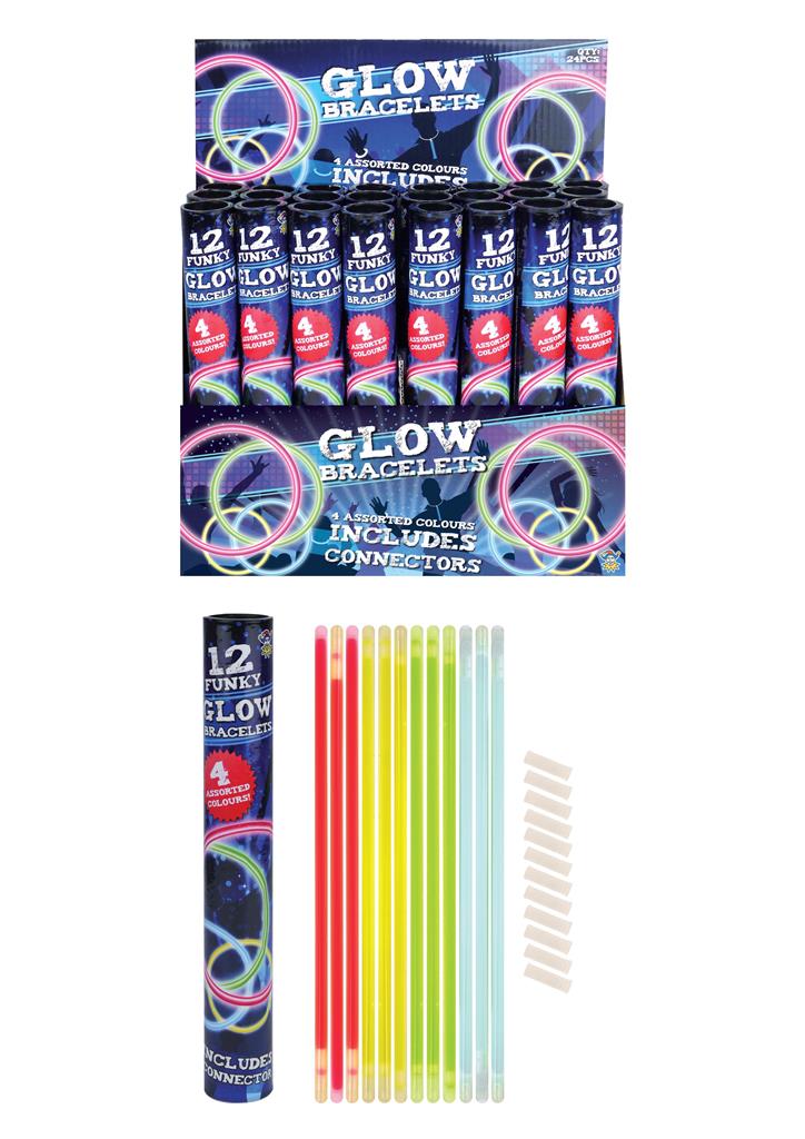 GLOW STICK BRACELETS WITH CONNECTORS 12 PACK - Click Image to Close