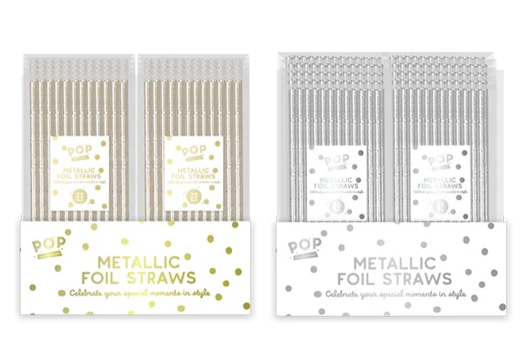 Metallic Foil Straws 25pk - Click Image to Close