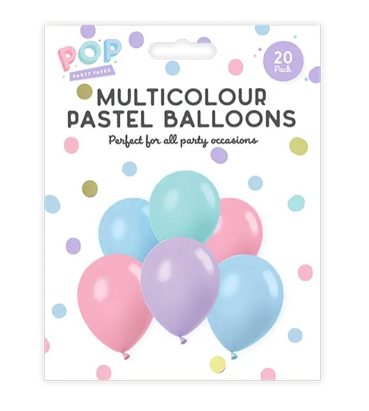 Pastel Multicolour Balloons 20pk - Click Image to Close