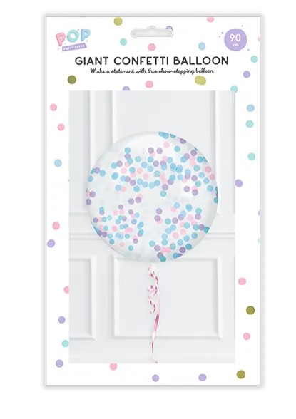 Pastel Giant Confetti Balloon 90cm - Click Image to Close