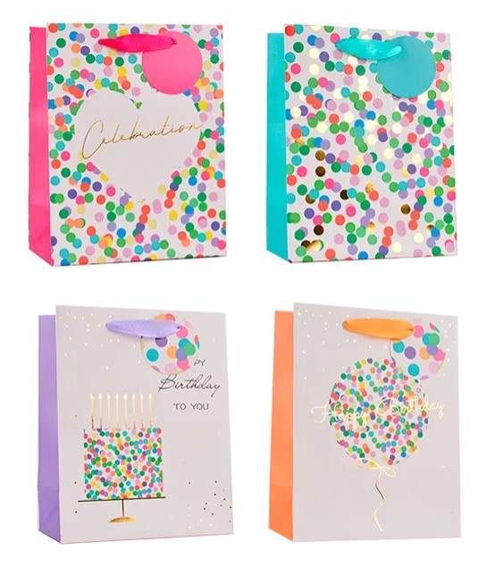 Confetti Detail Foiled Large Gift Bag 30x42x12cm - Click Image to Close