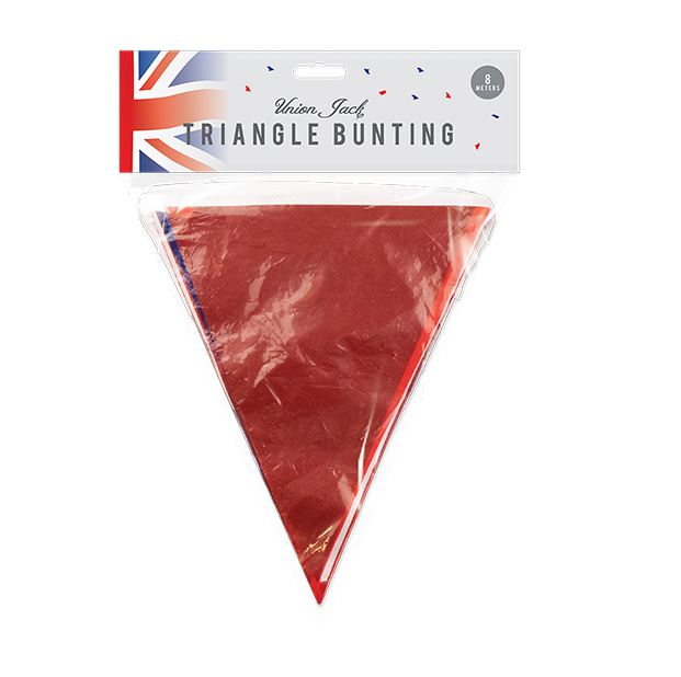 UNION JACK JUBILEE PVC SOLID TRIANGLE BUNTING 8m - Click Image to Close