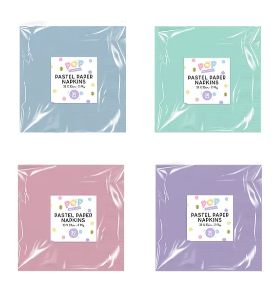 Pastel Paper Napkins 30pk - Click Image to Close