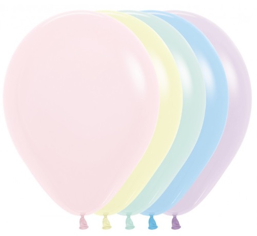 Sempertex 12" Pastel Matte Latex Balloons 12 Pack - Click Image to Close