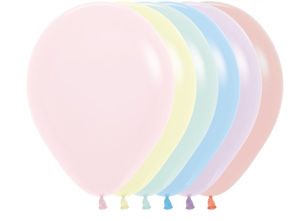 Sempertex 12" Pastel Matte Assortment Latex Balloons 50 Pack - Click Image to Close