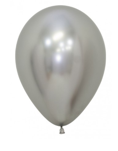 Sempertex 12" Reflex Silver Latex Balloons 12 Pack - Click Image to Close