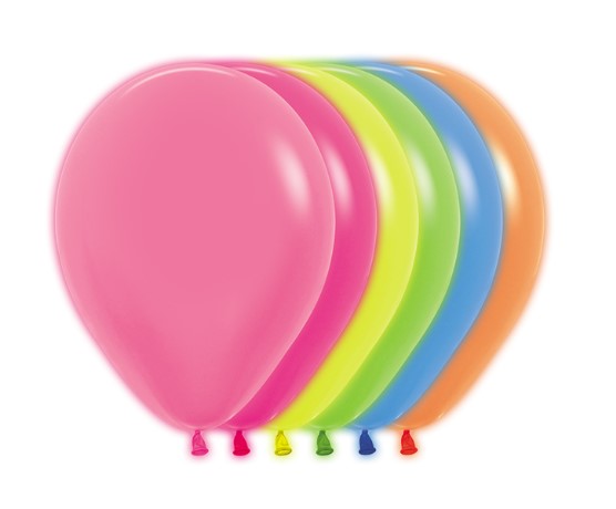 Sempertex 5" Neon Assorted Latex Balloons 50 Pack - Click Image to Close