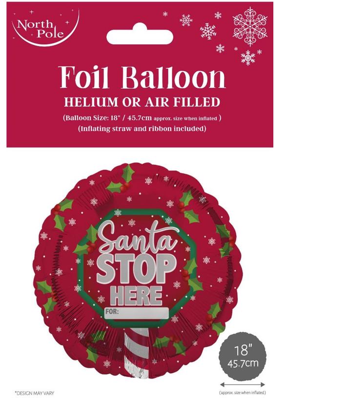 Santa Stop 18" Foil Balloon - Click Image to Close